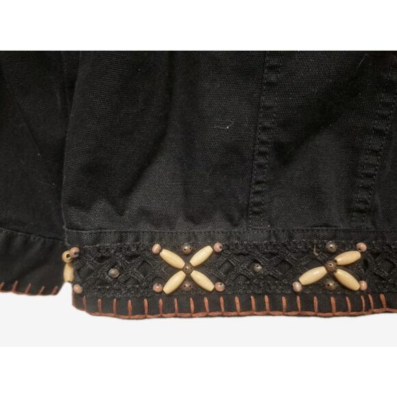 Ruby Road Bead Embellished Short Black Jacket Embroidered Women Size 12 - Picture 2 of 9